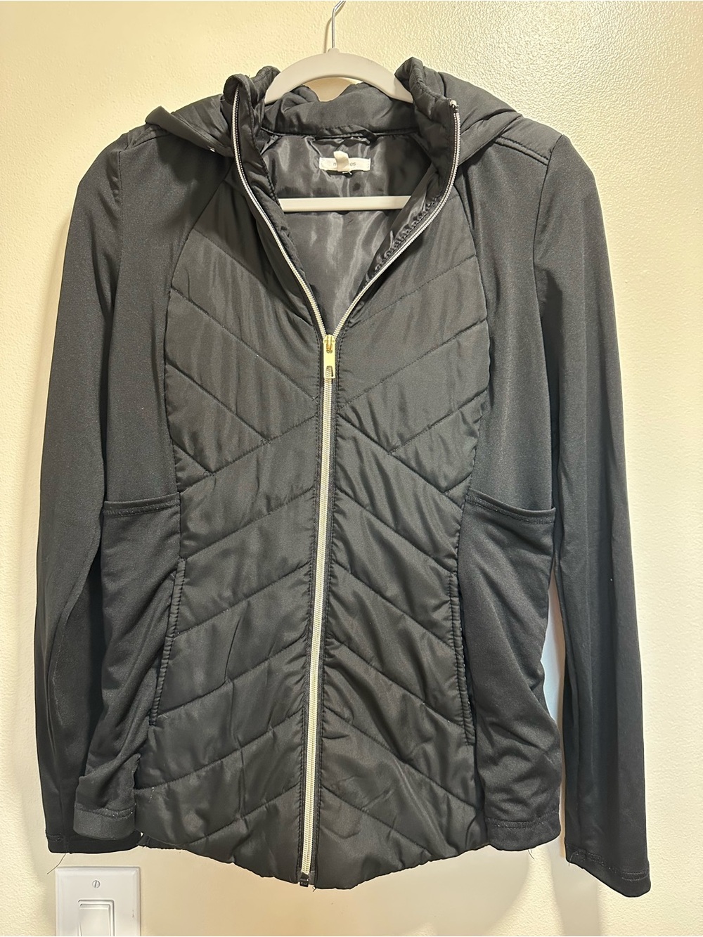 Maurices Black Quilted Hooded Jacket with Side Pockets